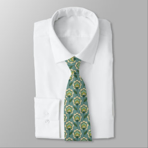 Teal & Yellow Floral Pattern Tie