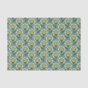Teal & Yellow Floral Pattern Tissue Paper
