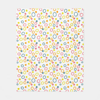 Teal Yellow Pink Orange Circles Dots Fleece Blanket