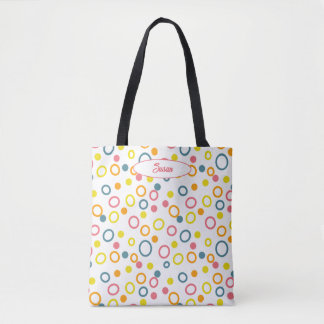 Teal Yellow Pink Orange Circles Dots Tote Bag