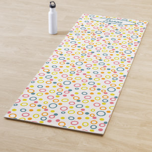 Teal Yellow Pink Orange Circles Dots Yoga Mat