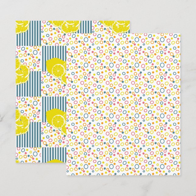 Teal Yellow Pink Orange Dots Circles Scrapbook Pap (Front/Back)