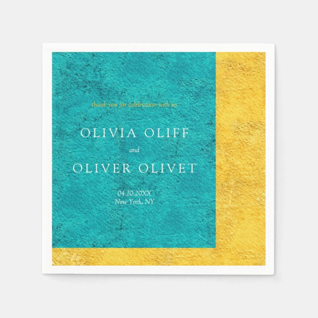 Teal Yellow Wedding  Napkin (Front)