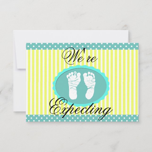 Teal & Yellow "We're Expecting" Announcement (Front)