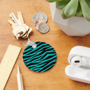 Teal Zebra Key Ring