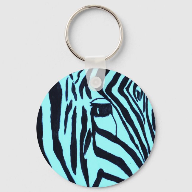 Teal Zebra Keychain (Front)