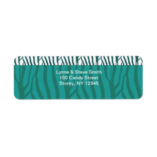 Teal Zebra Pattern Address Label