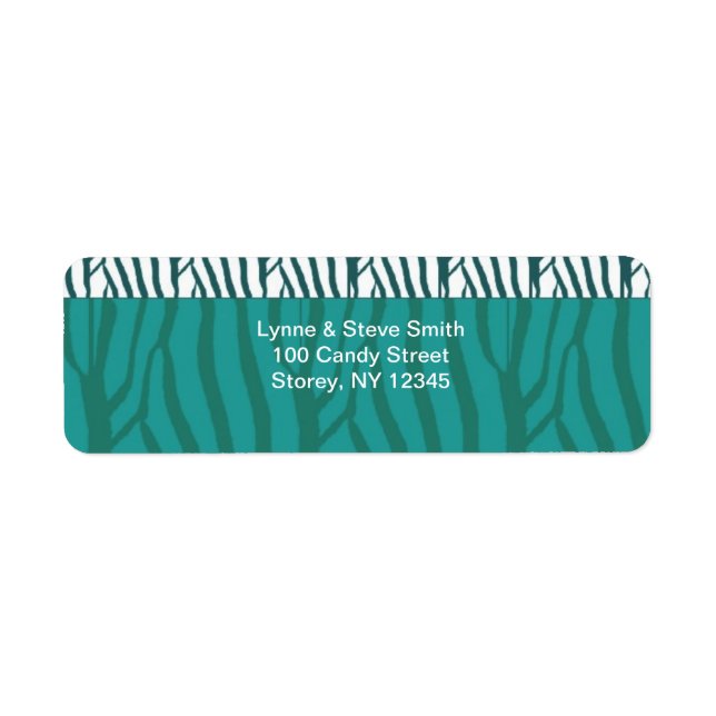 Teal Zebra Pattern Address Label (Front)