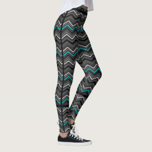 Teal Zig Zag with Black Striping,,,TN Leggings