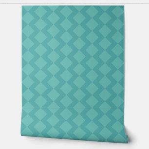 Teal zigzag diamond pattern wallpaper