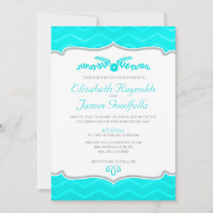 Teal Zigzag Wedding Invitations