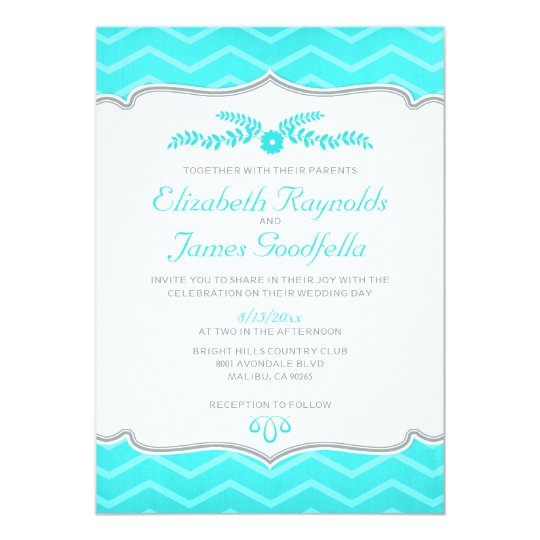 Teal Zigzag Wedding Invitations