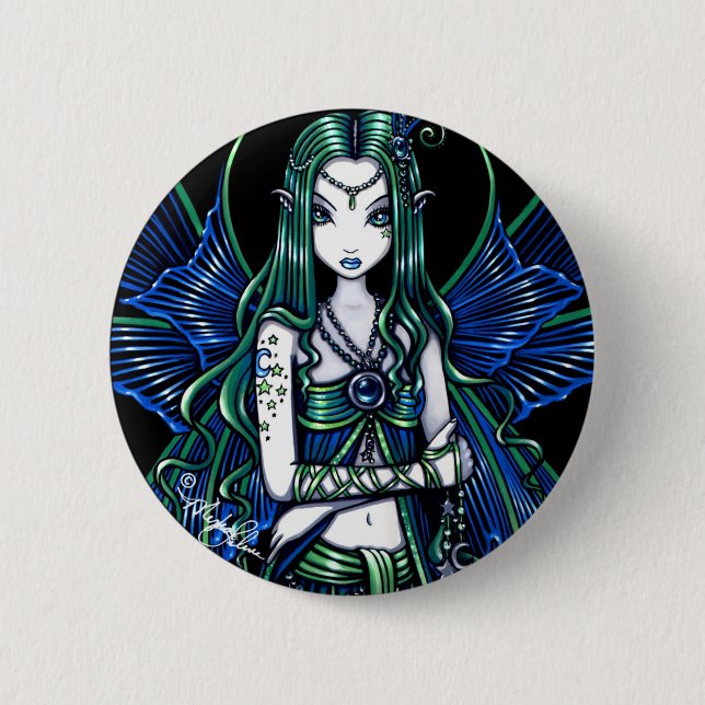 Teal "Zoe" Celestial Fairy Fantasy 6 Cm Round Badge (Front)