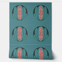Teale and Pink Art Nouveau Tile