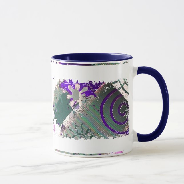 Teale and Purple Geometric  - 2-sided Ringer Mug (Right)