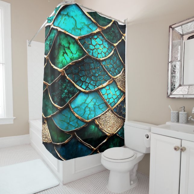 Tealia Shower Curtain (In Situ)