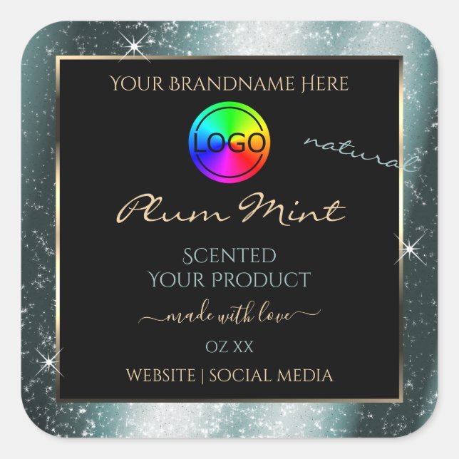 Tealish Metal Glitter Frame Product Label and Logo (Front)