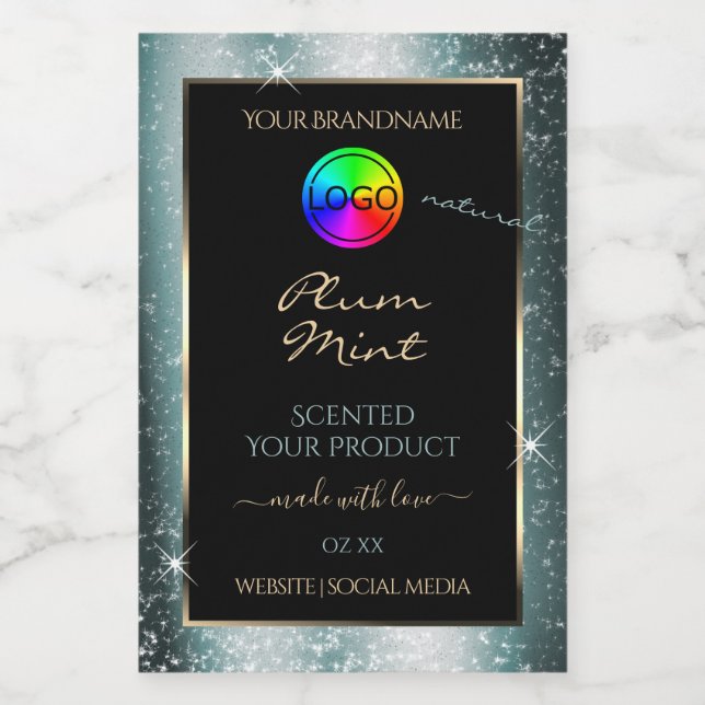 Tealish Metal Glitter Frame Product Label and Logo (Single Label)