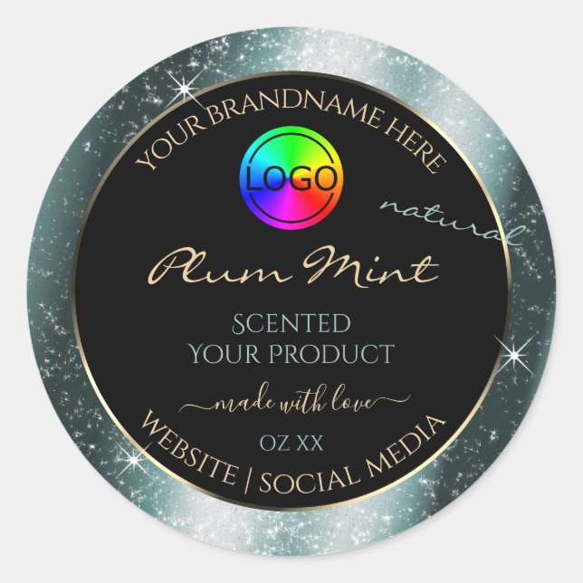 Tealish Metal Glitter Frame Product Label and Logo (Front)