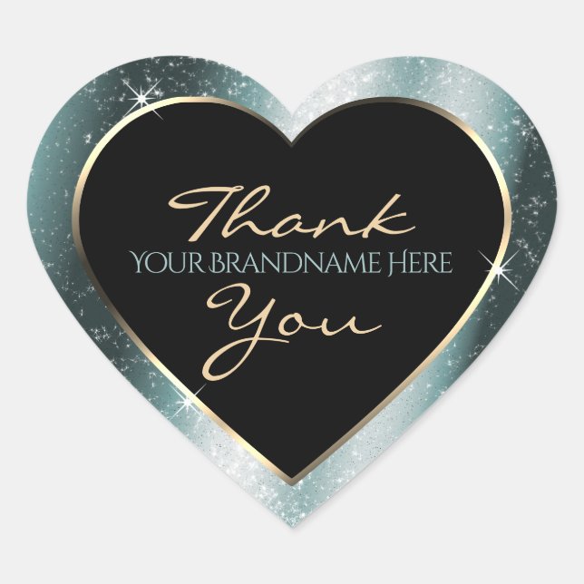 Tealish Metal Sparkle Glitter Frame Thank You Heart Sticker (Front)