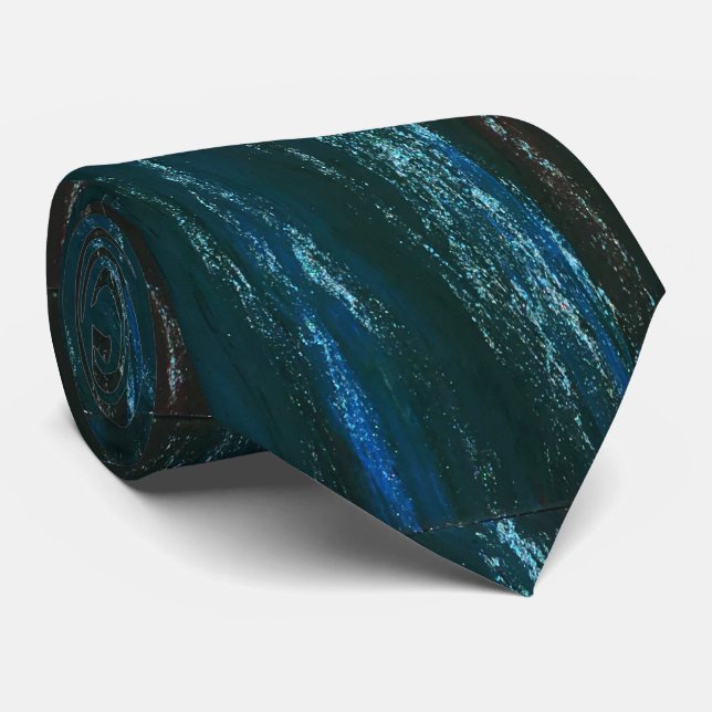 Teals and Blues Men's Necktie (Rolled)