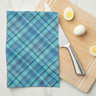 Teals, Blue & Yellow Plaid Tea Towel