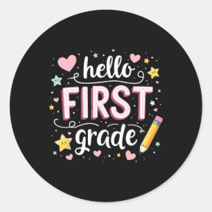 Team 1st Grade Back To School Outfit 1 Classic Round Sticker