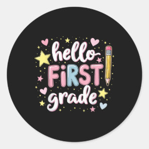 Team 1st Grade Back To School Outfit  Classic Round Sticker