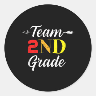Team 2nd Grade Cool Teacher Student Back To School Classic Round Sticker