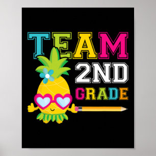 Team 2nd Grade Cute Tropical Pineapple Poster