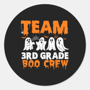 Team 3rd Grade Boo Crew Halloween Ghost  Classic Round Sticker