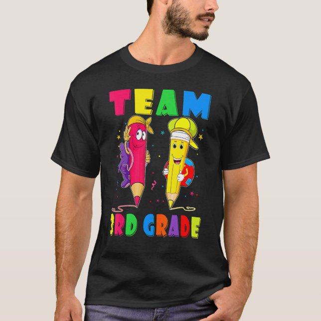 Team 3rd Grade Pencil  Back To School Teacher Stud T-Shirt (Front)