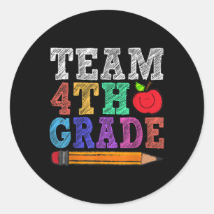Team 4th Fourth Grade Teacher Funny Back To School Classic Round Sticker
