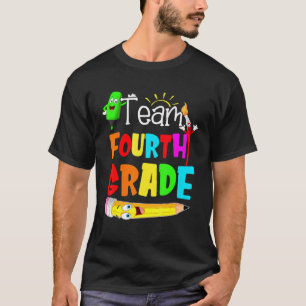 Team 4th Grade Rainbow Print Fourth Grade Teacher T-Shirt