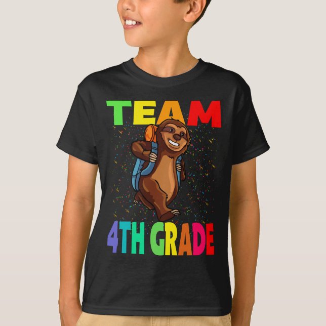 Team 4th Grade Sloth Back To School T-Shirt (Front)
