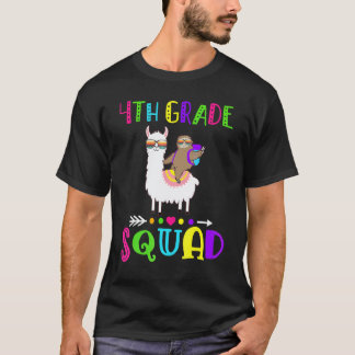 Team 4th Grade Squad  Llama Sloth Back To School T-Shirt