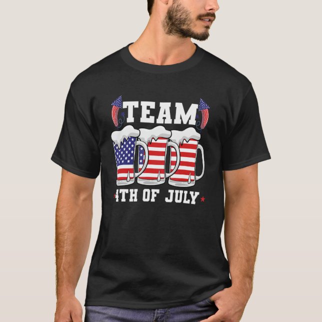 Team 4th Of July America Drinking Beer 1 T-Shirt (Front)