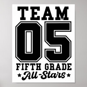 Team 5th Grade All-stars Back To School Sports Jer Poster