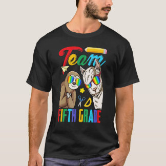 Team 5th Grade Sloth With Llama First Day Of Schoo T-Shirt