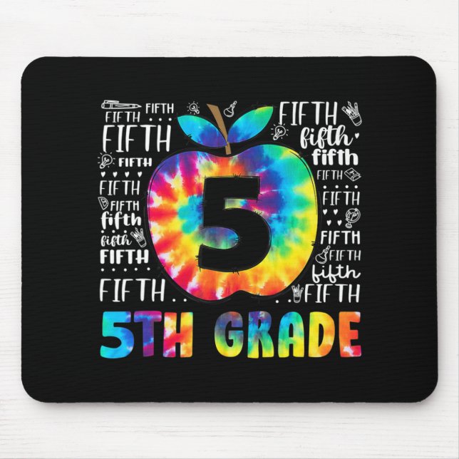 Team 5th Grade Typography Tie Dye Back To School T Mouse Mat (Front)