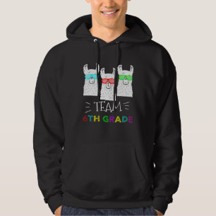 Team 6th Grade Llama Back To School Hoodie