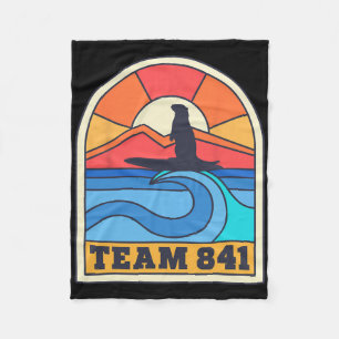 Team 841 Otter Surfing California Beach Funny Retr Fleece Blanket