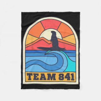 Team 841 Otter Surfing California Beach Funny Retr Fleece Blanket