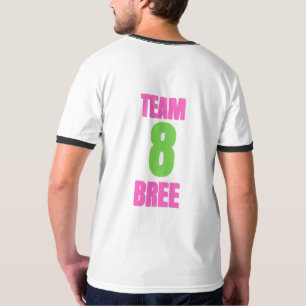 Team 8 Bree T-Shirt, Cute Pink Green Team Shirt, P T-Shirt