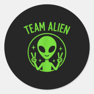 Team Alien – Funny Green Extraterrestrial Peace Si Classic Round Sticker