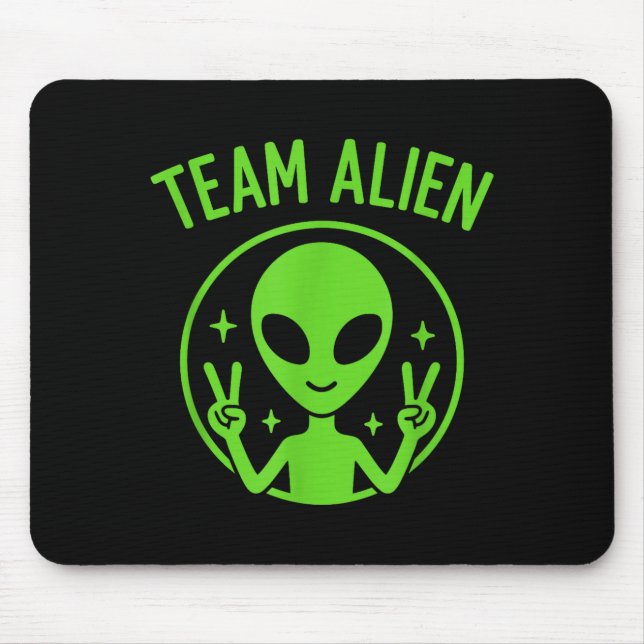 Team Alien – Funny Green Extraterrestrial Peace Si Mouse Mat (Front)