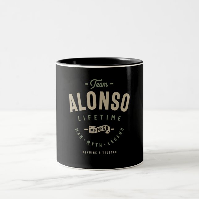 Team Alonso Lifetime Member Personalised Name  Two-Tone Coffee Mug (Center)