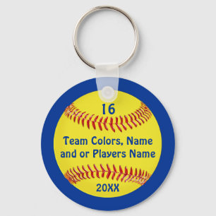 TEAM and PLAYER'S NAME, NUMBER Softball Keychains