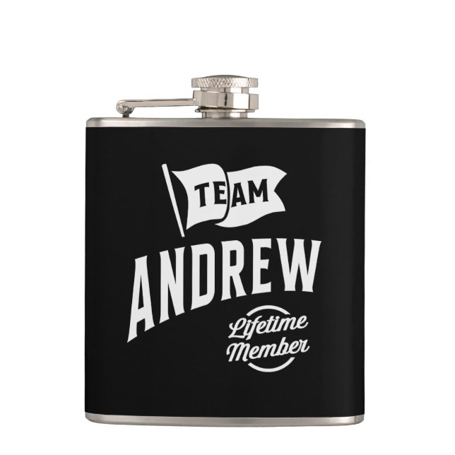 Team Andrew Lifetime Member Hip Flask (Front)
