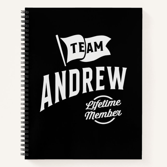 Team Andrew Lifetime Member Notebook (Front)